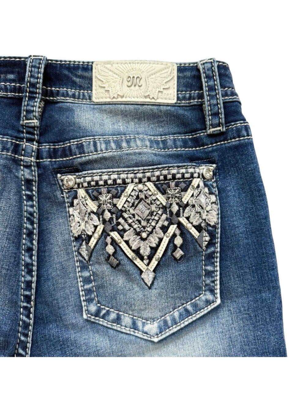 Miss Me Size 31 Hailey Skinny Denim Jeans Studded Embroidered Western Cowgirl
